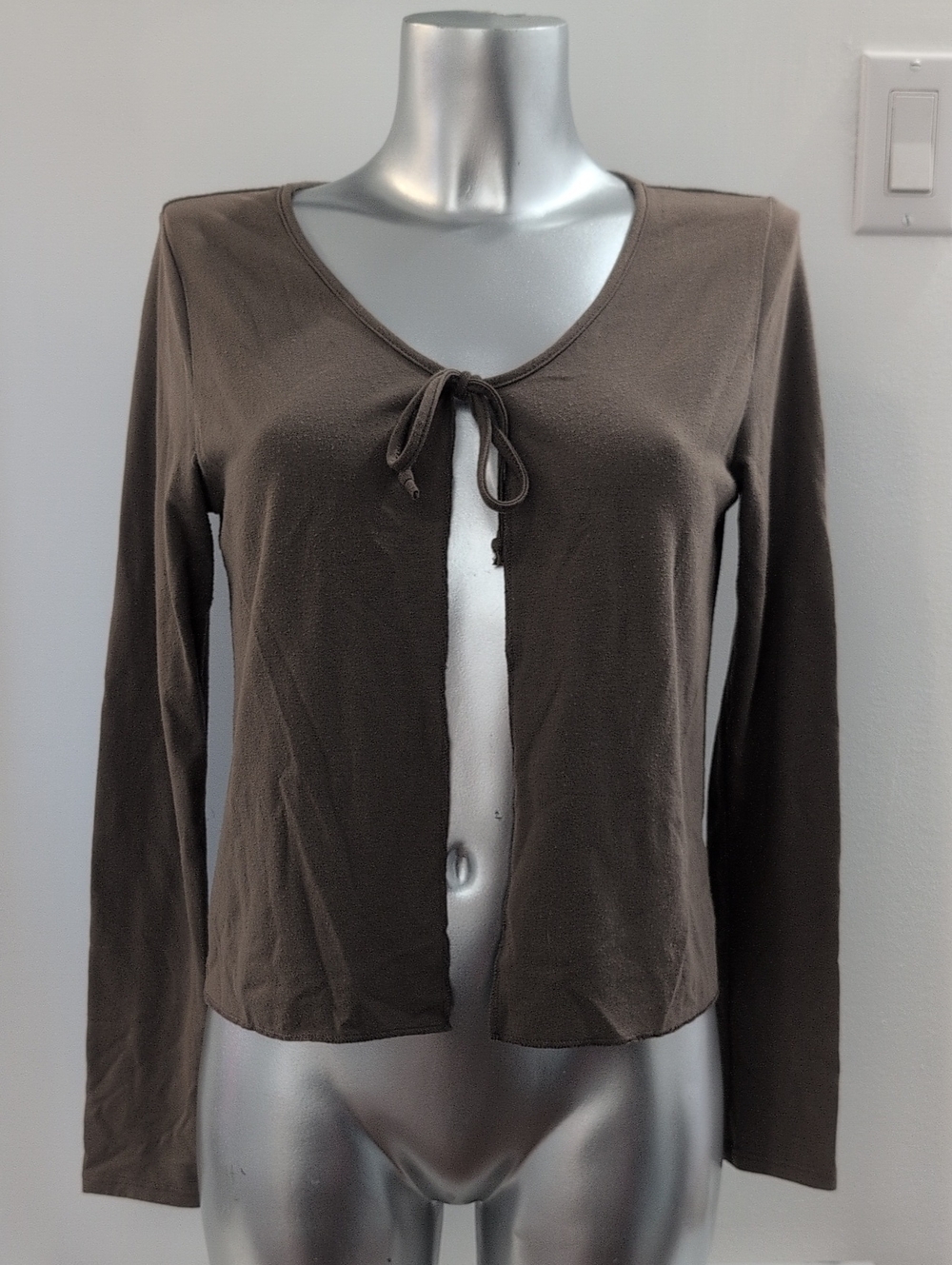 Electrica Light Brown Cappuccino Long-Sleeve Tie-Front Top